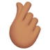 🫰🏽 hand with index finger and thumb crossed: medium skin tone display on Apple